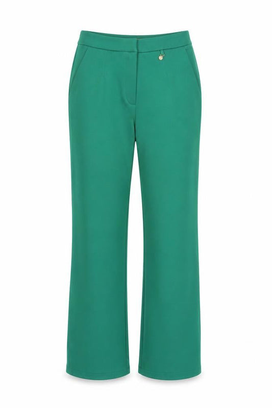 Goa Goa Women's Green Wide-Leg Stretch Crepe Trousers Size M