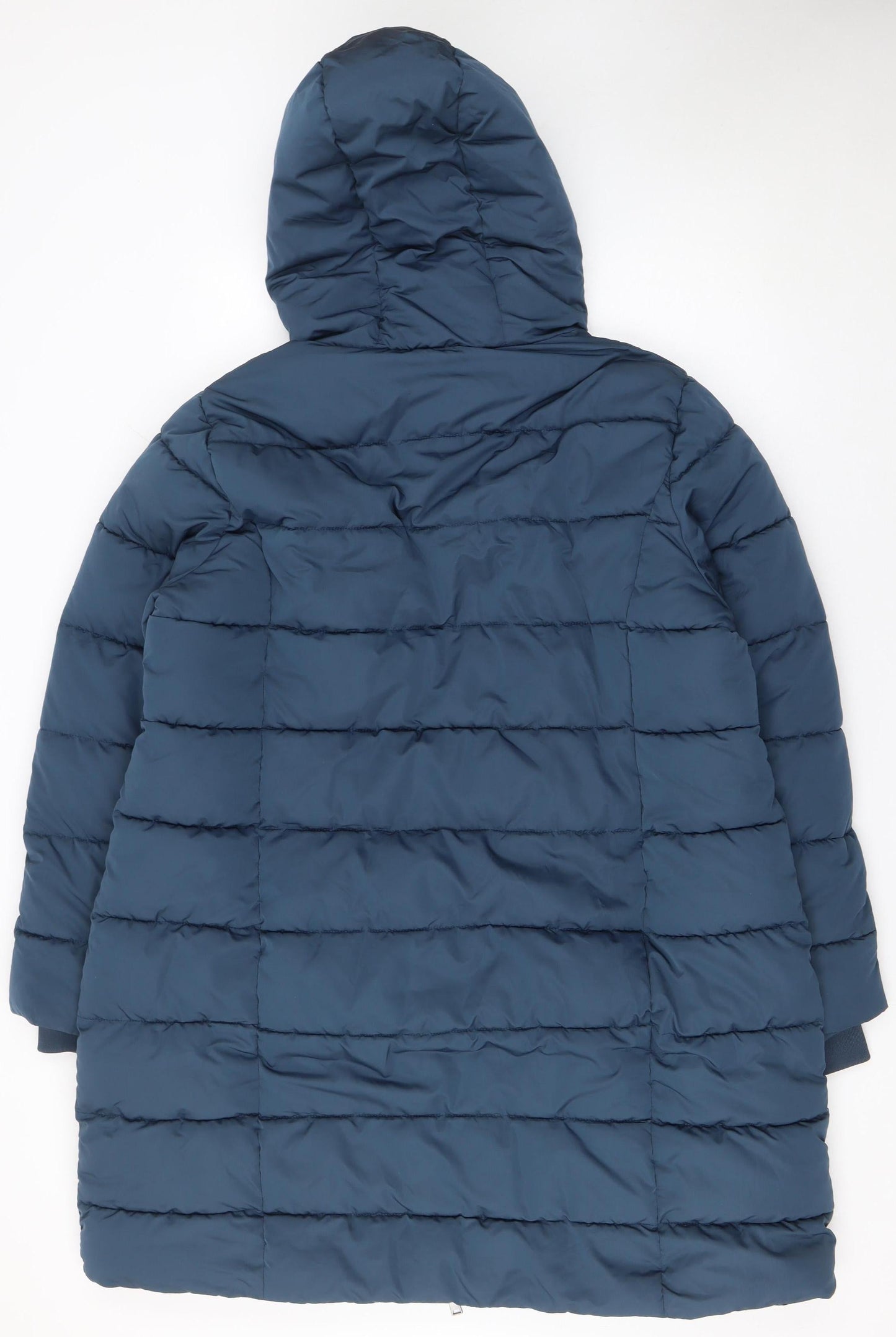 Dunnes Stores Women Blue XL Long Puffer Coat Hooded Winter Jacket