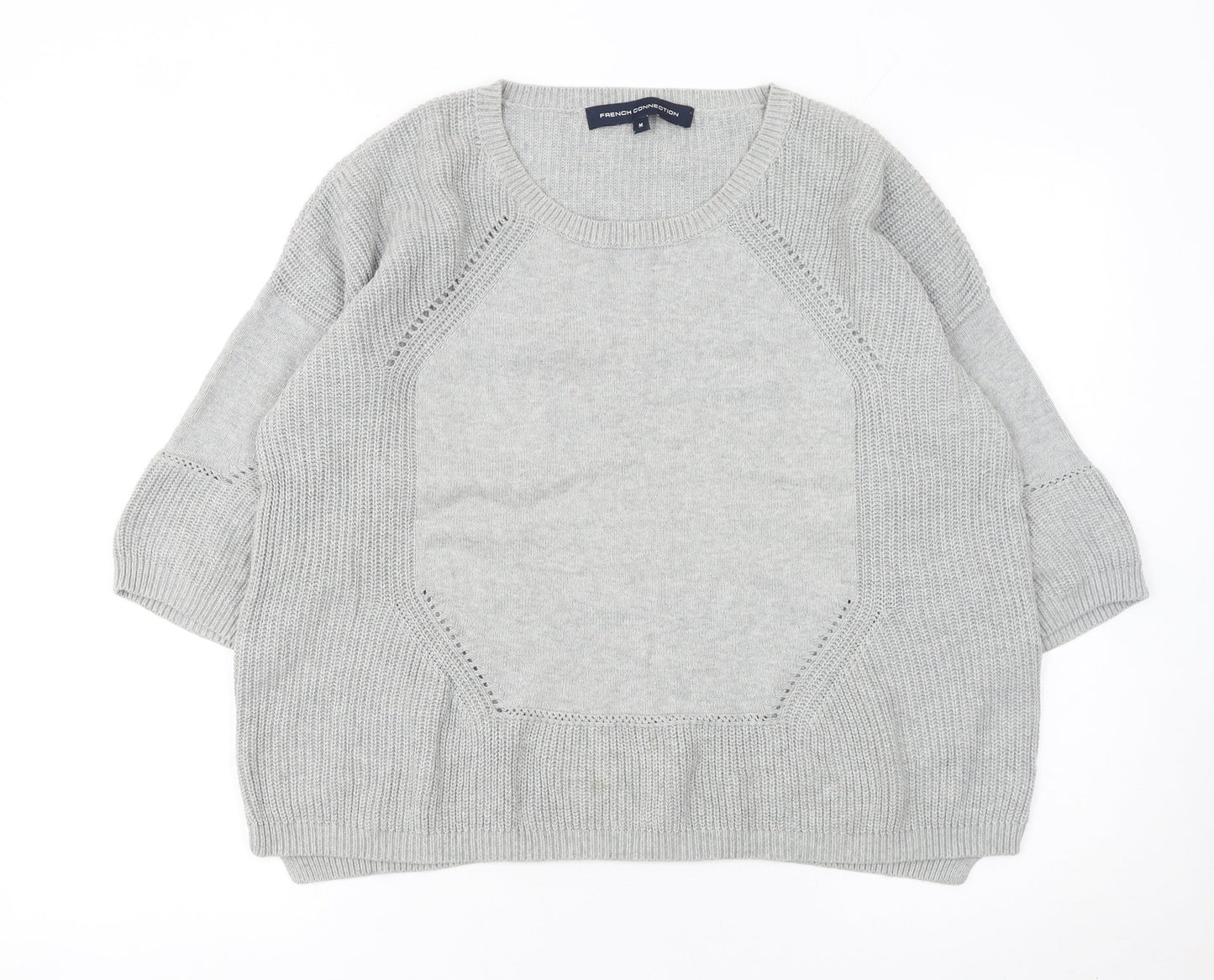 French Connection Women's Grey Cotton Knit Pullover Jumper M