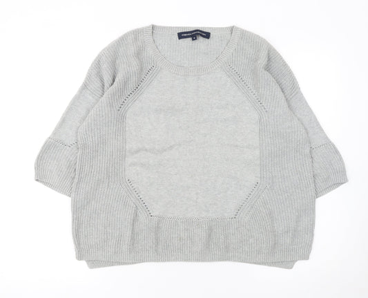 French Connection Women's Grey Cotton Knit Pullover Jumper M