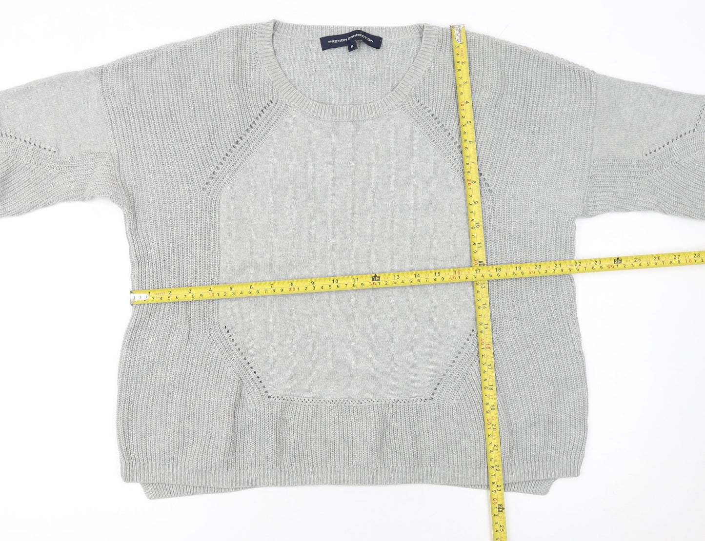 French Connection Women's Grey Cotton Knit Pullover Jumper M