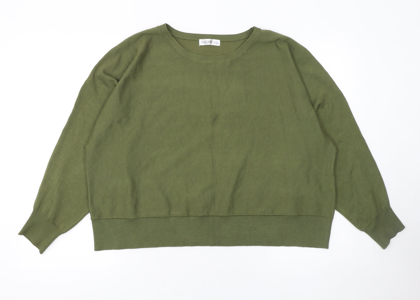 Gallery Women Green XL Viscose Knit Crew Neck Long Sleeve Jumper