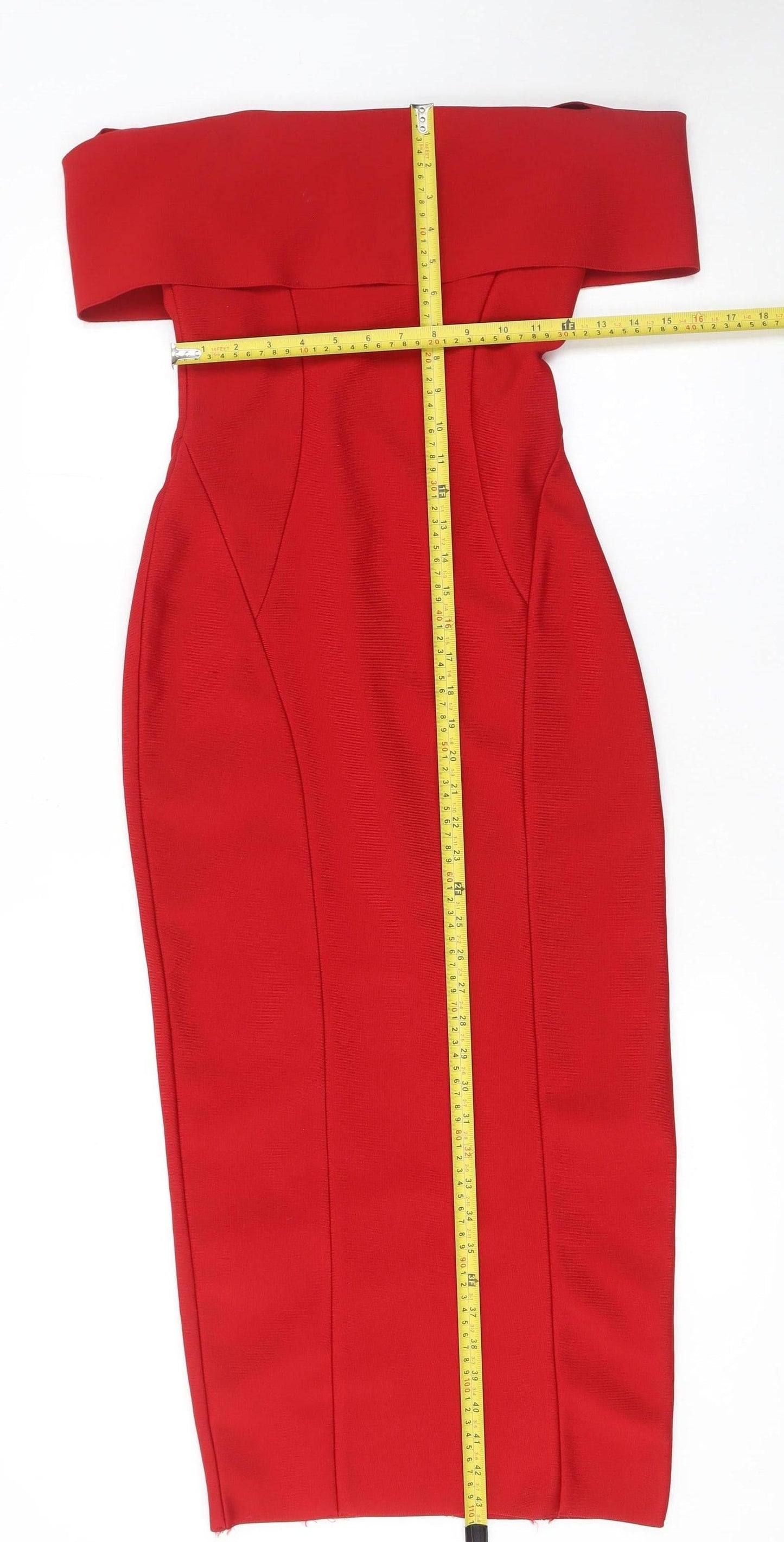 River Island Women’s Red Off Shoulder Bodycon Midi Dress UK 6