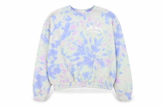 Front view of H&M girls’ multicoloured tie-dye pullover sweatshirt 11-12 years
