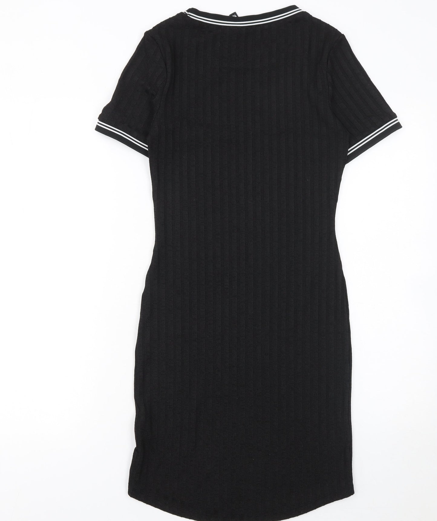 H&M Women’s Black Bodycon Knit Dress Size 8 Short Sleeve Crew Neck