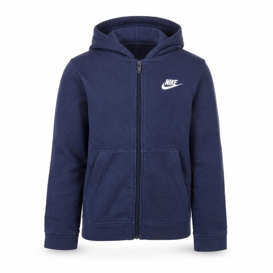 Nike Boys Blue Full Zip Hoodie Size 9-10 Years Fleece Cotton Blend