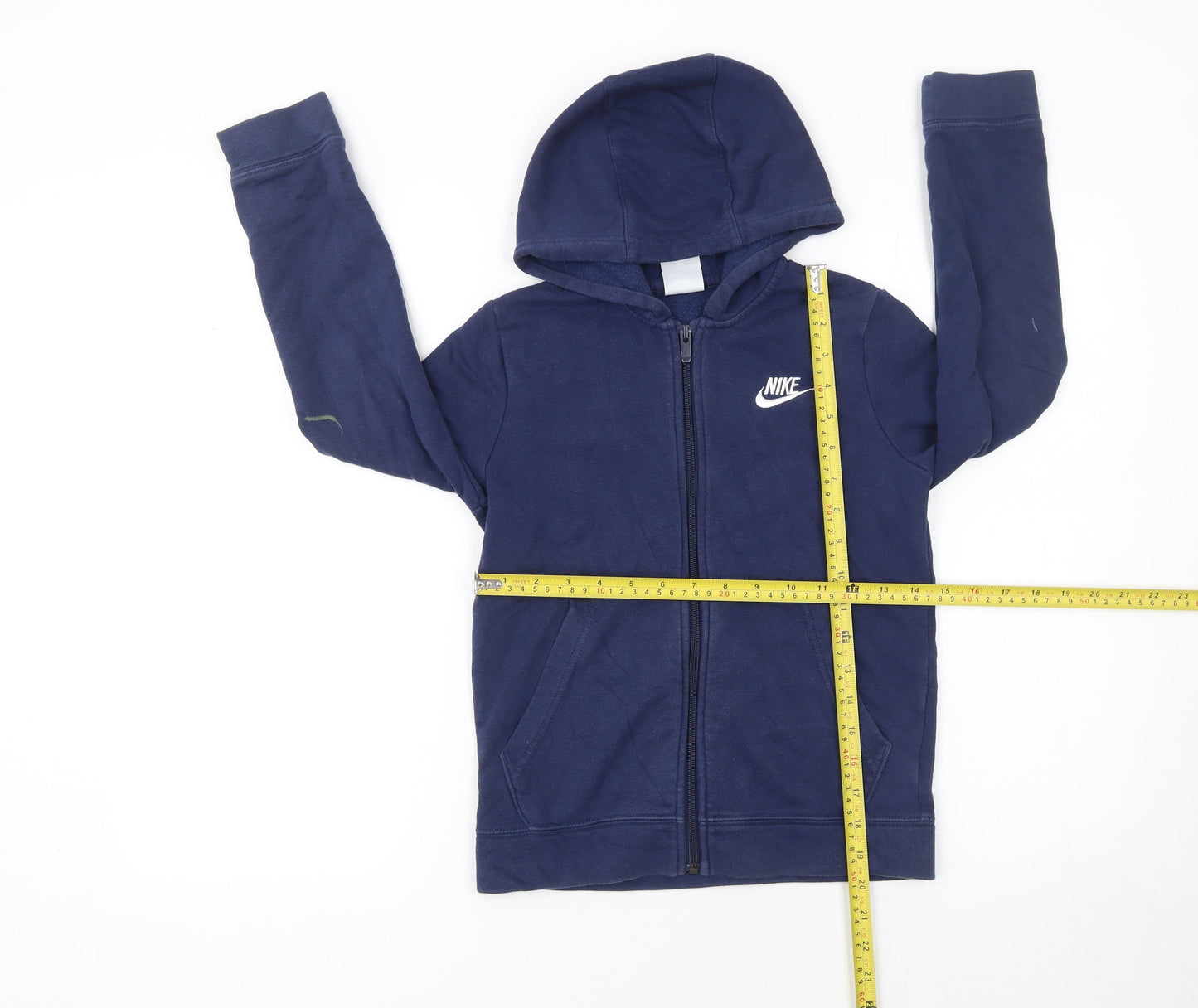 Nike Boys Blue Full Zip Hoodie Size 9-10 Years Fleece Cotton Blend