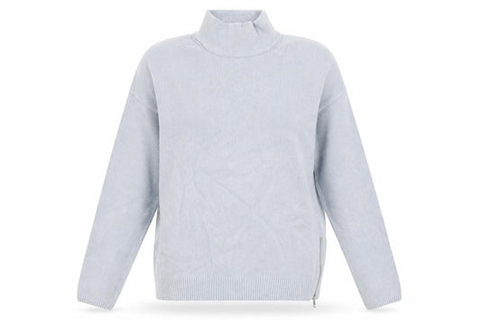 The White Company Women Blue Roll Neck Zip Jumper Size 8