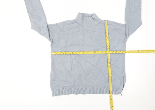 The White Company Women Blue Roll Neck Zip Jumper Size 8