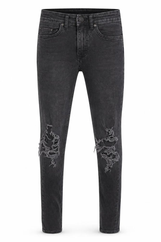 New Look Men’s Black Super Skinny Distressed Stretch Jeans 28R