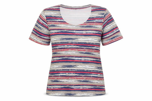 Eastex Women's Multicoloured Striped Short Sleeve Viscose T-Shirt Size 14