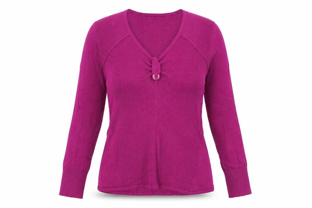 G.W. Womens Pink V-Neck Long Sleeve Knit Cardigan Size 14