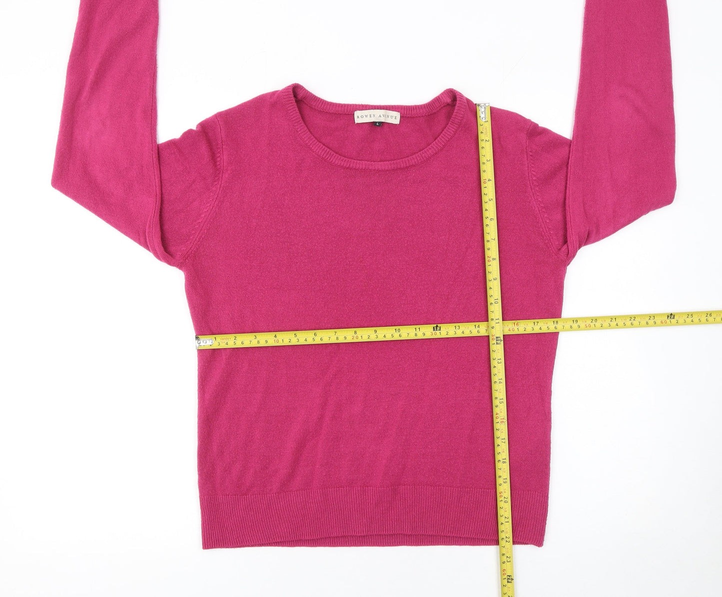 Rowen Avenue Women's Pink Acrylic Crew Neck Jumper Size L