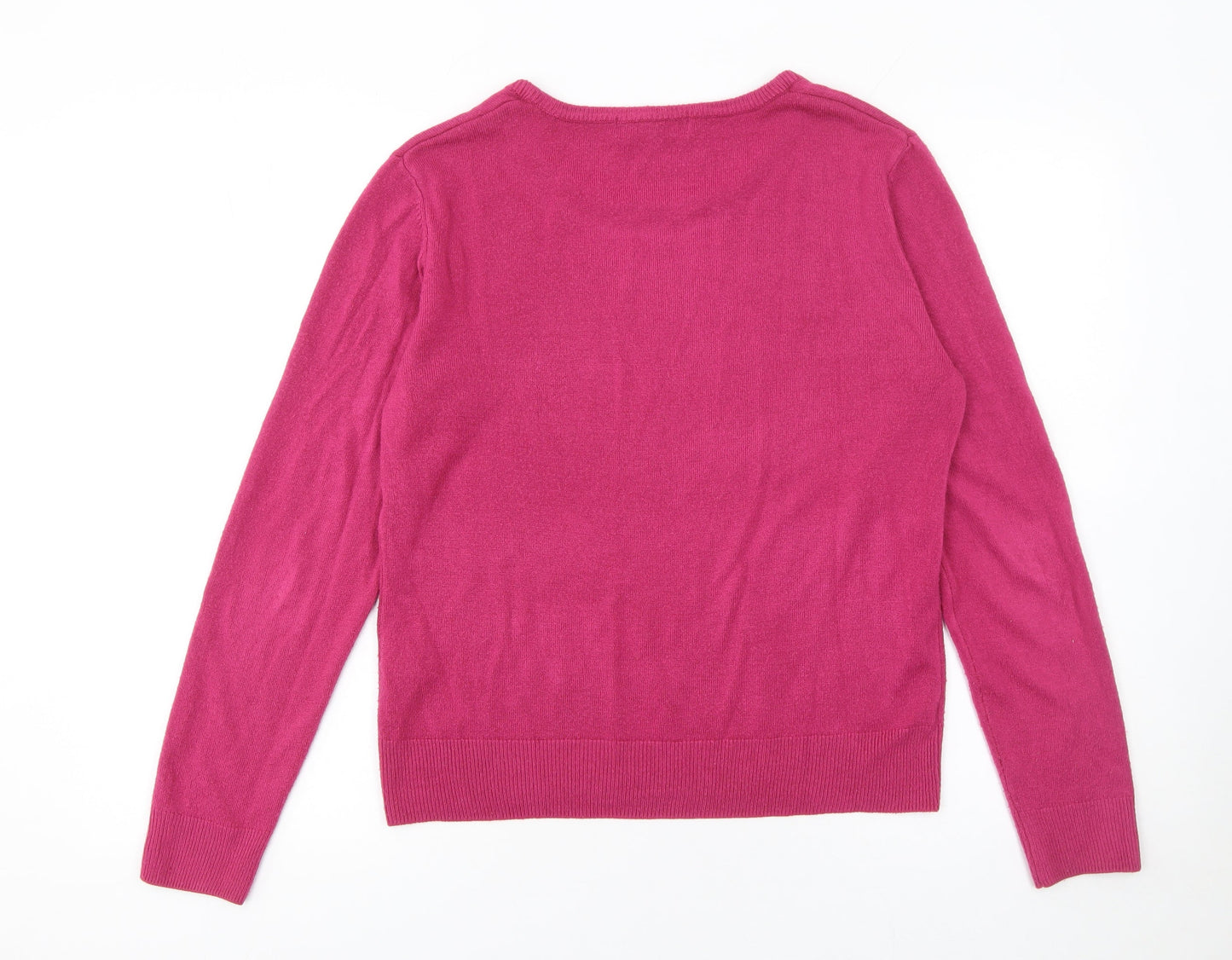 Rowen Avenue Women's Pink Acrylic Crew Neck Jumper Size L