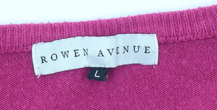 Rowen Avenue Women's Pink Acrylic Crew Neck Jumper Size L