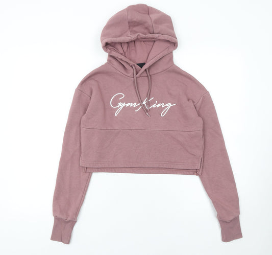 Gym King Womens Mauve Pink Cropped Hoodie Size 6 Cotton Blend