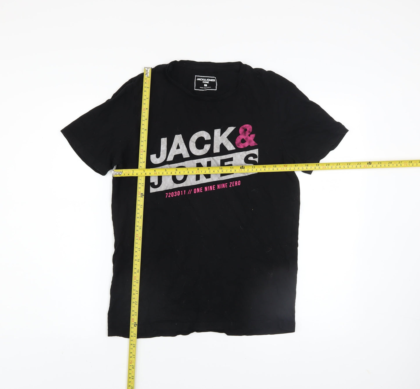 Jack & Jones Core Men's Black Graphic Short Sleeve Cotton T-Shirt M