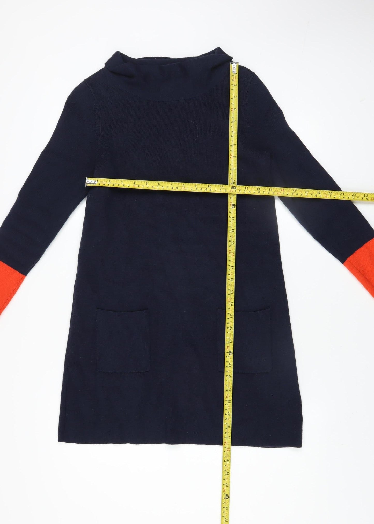 White Stuff Women's Blue Colourblock Shift Dress Size 8 Knit Long Sleeve