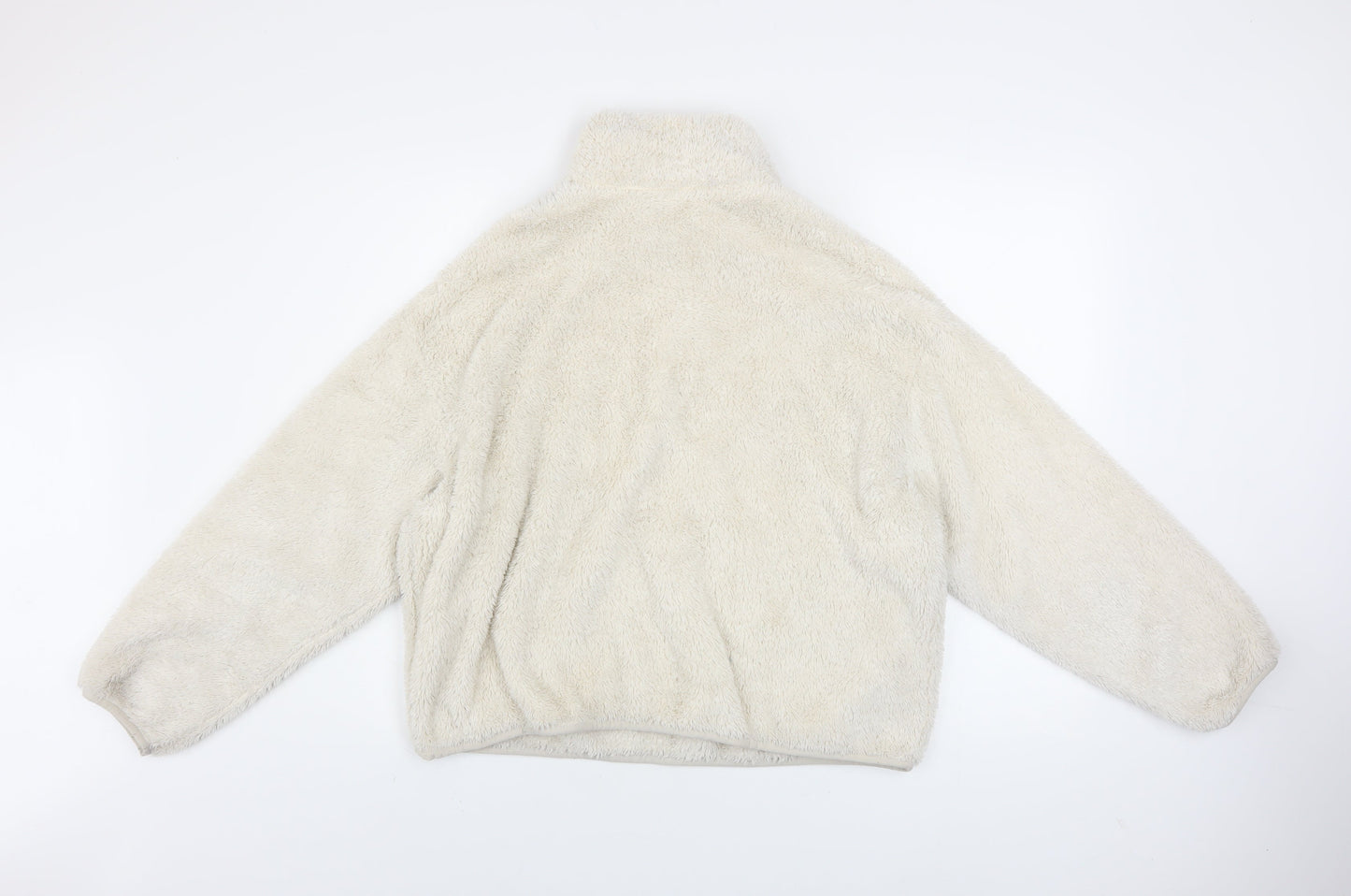 H&M Women Ivory 1/4 Zip Fleece Pullover Sweatshirt S