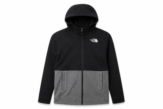 The North Face Boys Black Grey Full Zip Hooded Fleece Hoodie Size L