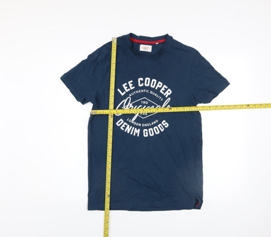 Lee Cooper Men's Blue Small Graphic Print Crew Neck T-Shirt