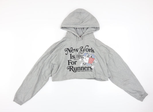Tommy Jeans Women’s Grey Cropped Hoodie Small New York Print