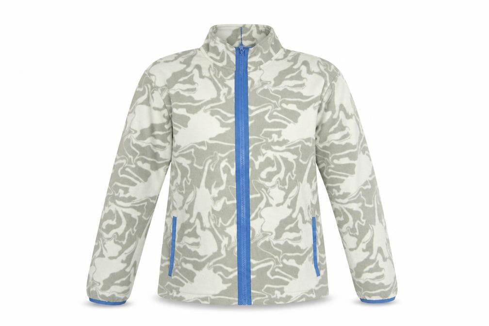 Front view of Dunnes Men's Green Camouflage Fleece Zip Jacket, size 34, Regular Fit