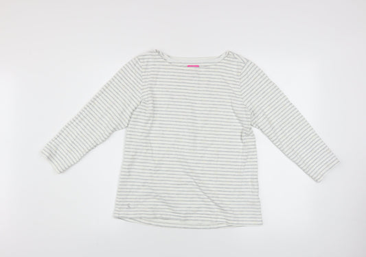 Joules Women Grey Stripe Cotton Pullover Sweatshirt UK 10