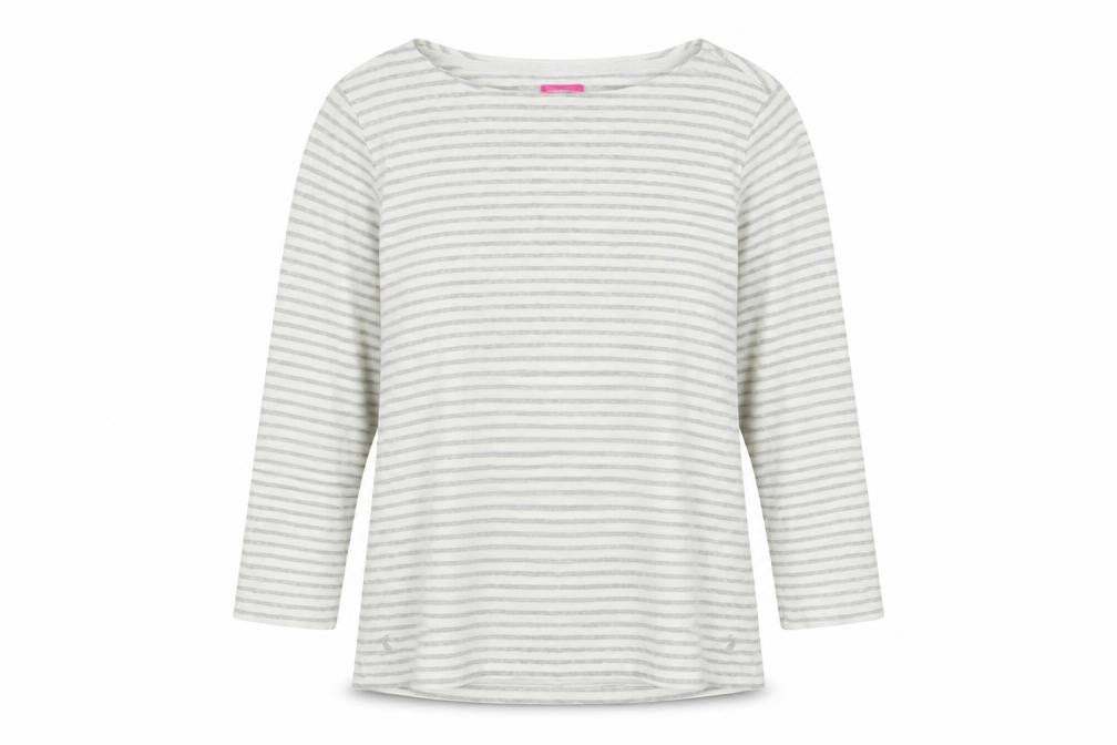 Joules Women Grey Stripe Cotton Pullover Sweatshirt UK 10