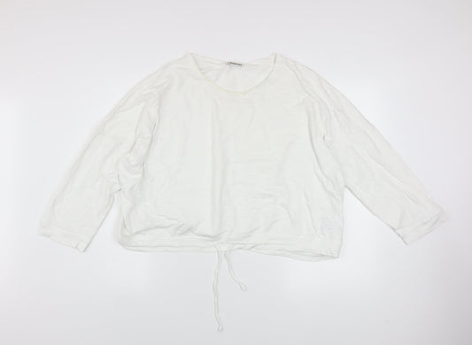Whistles Women White Cotton Pullover Sweatshirt Size L