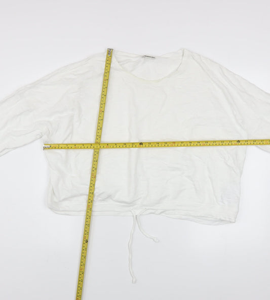 Whistles Women White Cotton Pullover Sweatshirt Size L