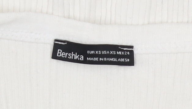 Bershka Women’s White XS Ribbed Cotton Sleeveless Bodycon Dress