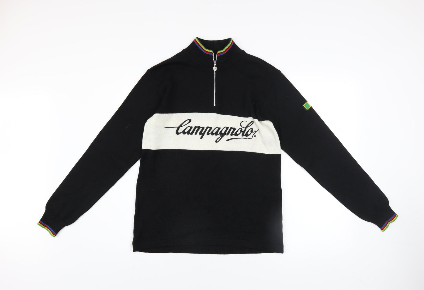 Campagnolo Women's Black Wool Cycling Jumper Size 8 Mock Neck