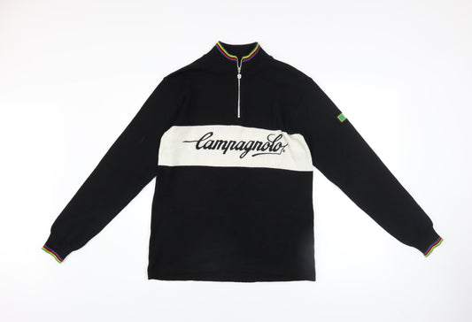 Campagnolo Women's Black Wool Cycling Jumper Size 8 Mock Neck