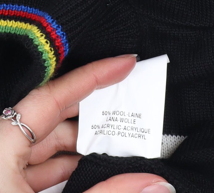 Campagnolo Women's Black Wool Cycling Jumper Size 8 Mock Neck