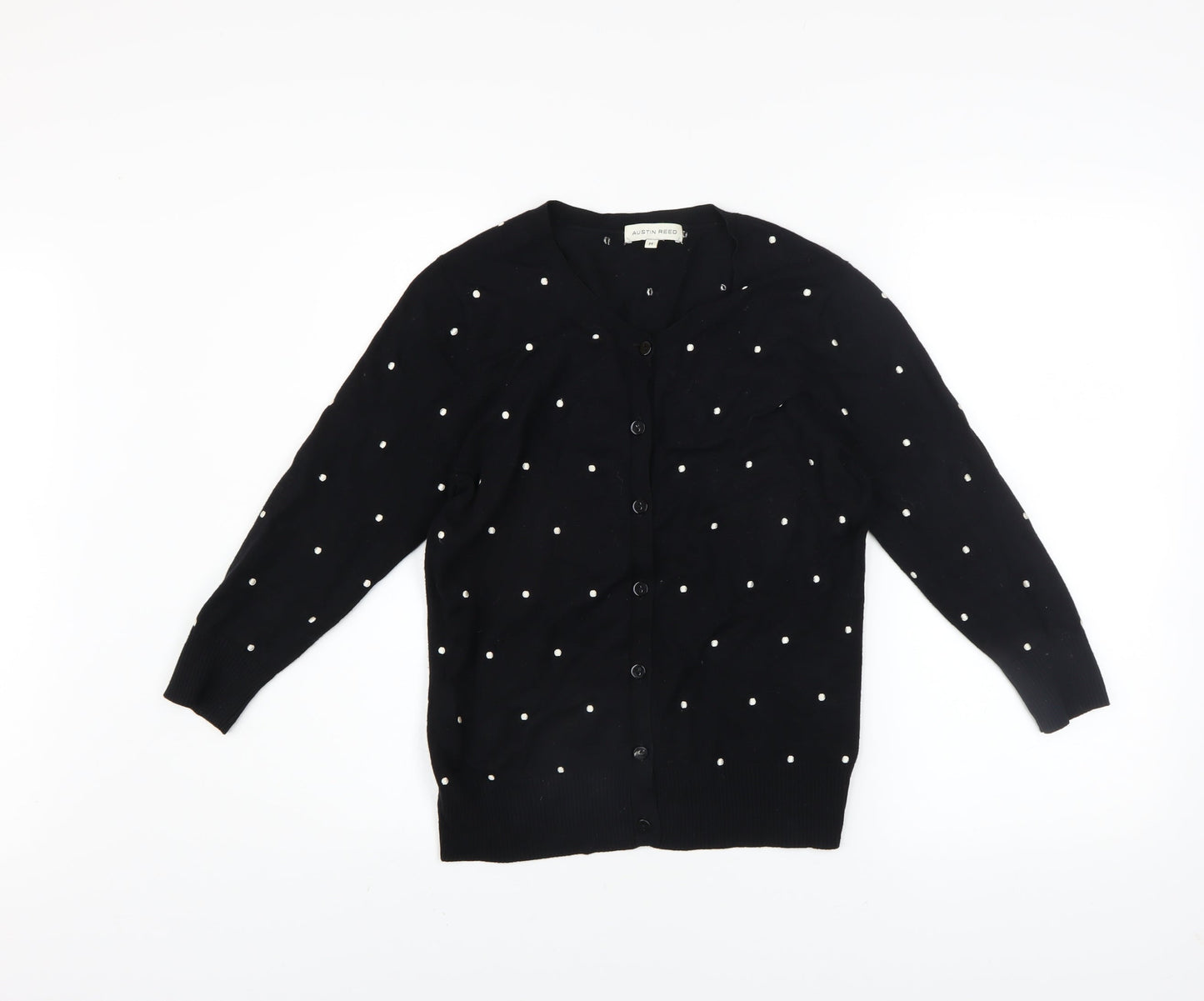 Austin Reed Women's Black Beaded V-Neck Cardigan Size M