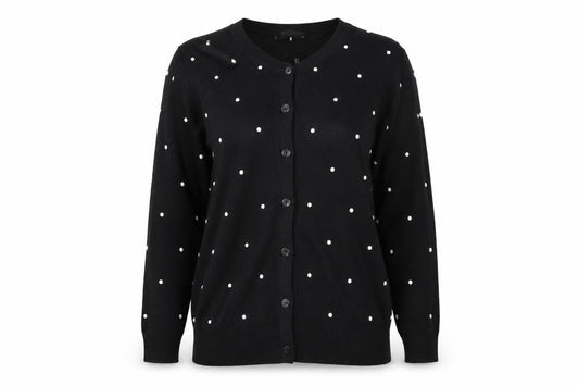 Austin Reed Women's Black Beaded V-Neck Cardigan Size M