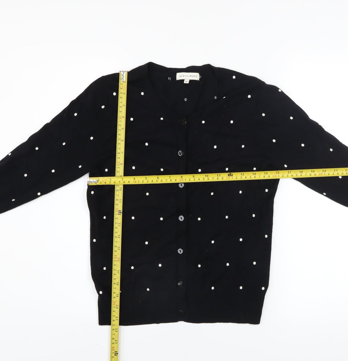 Austin Reed Women's Black Beaded V-Neck Cardigan Size M