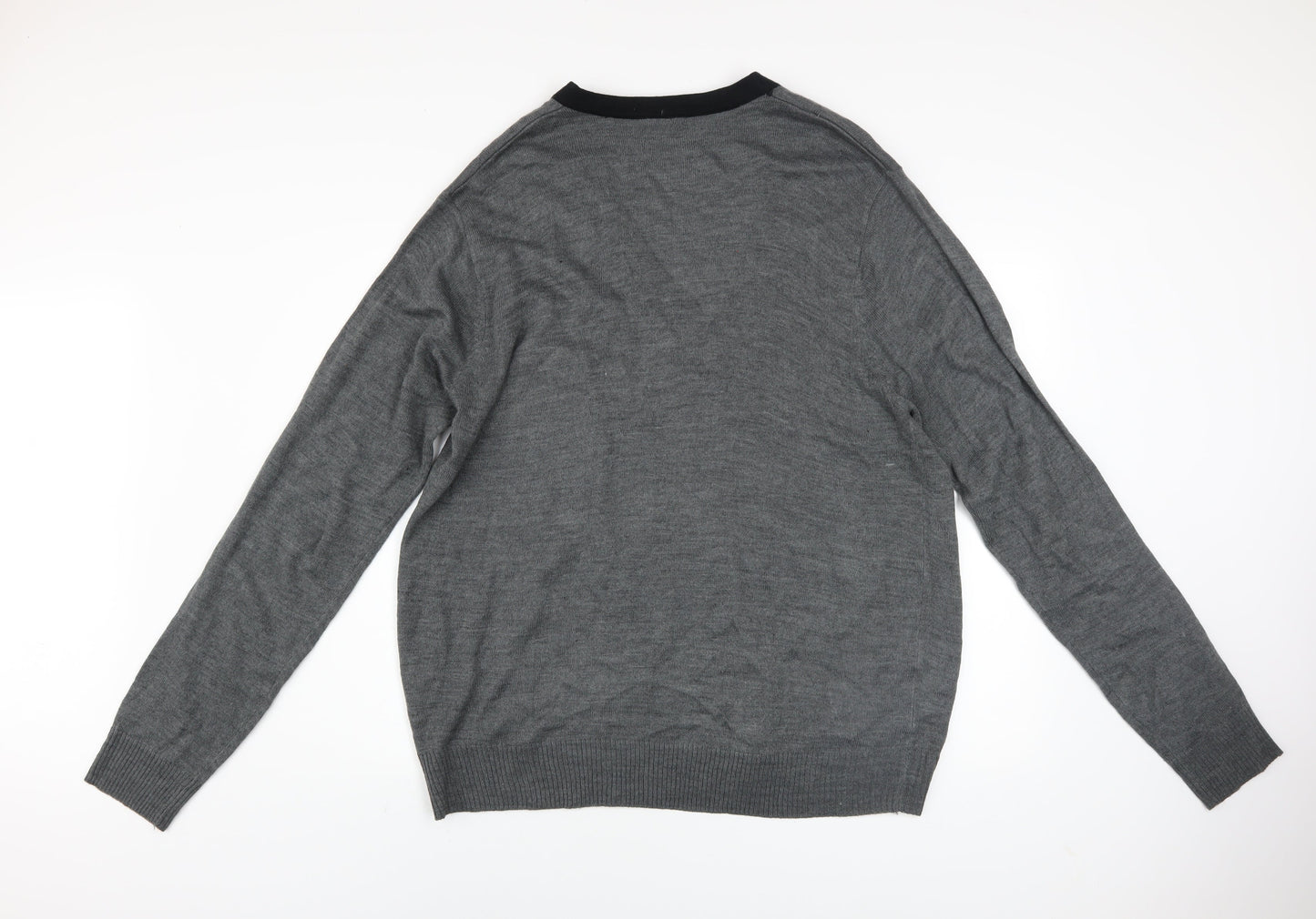 Lee Cooper Men’s Grey 2XL Acrylic Button V-Neck Cardigan