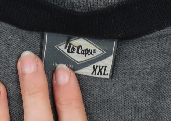 Lee Cooper Men’s Grey 2XL Acrylic Button V-Neck Cardigan