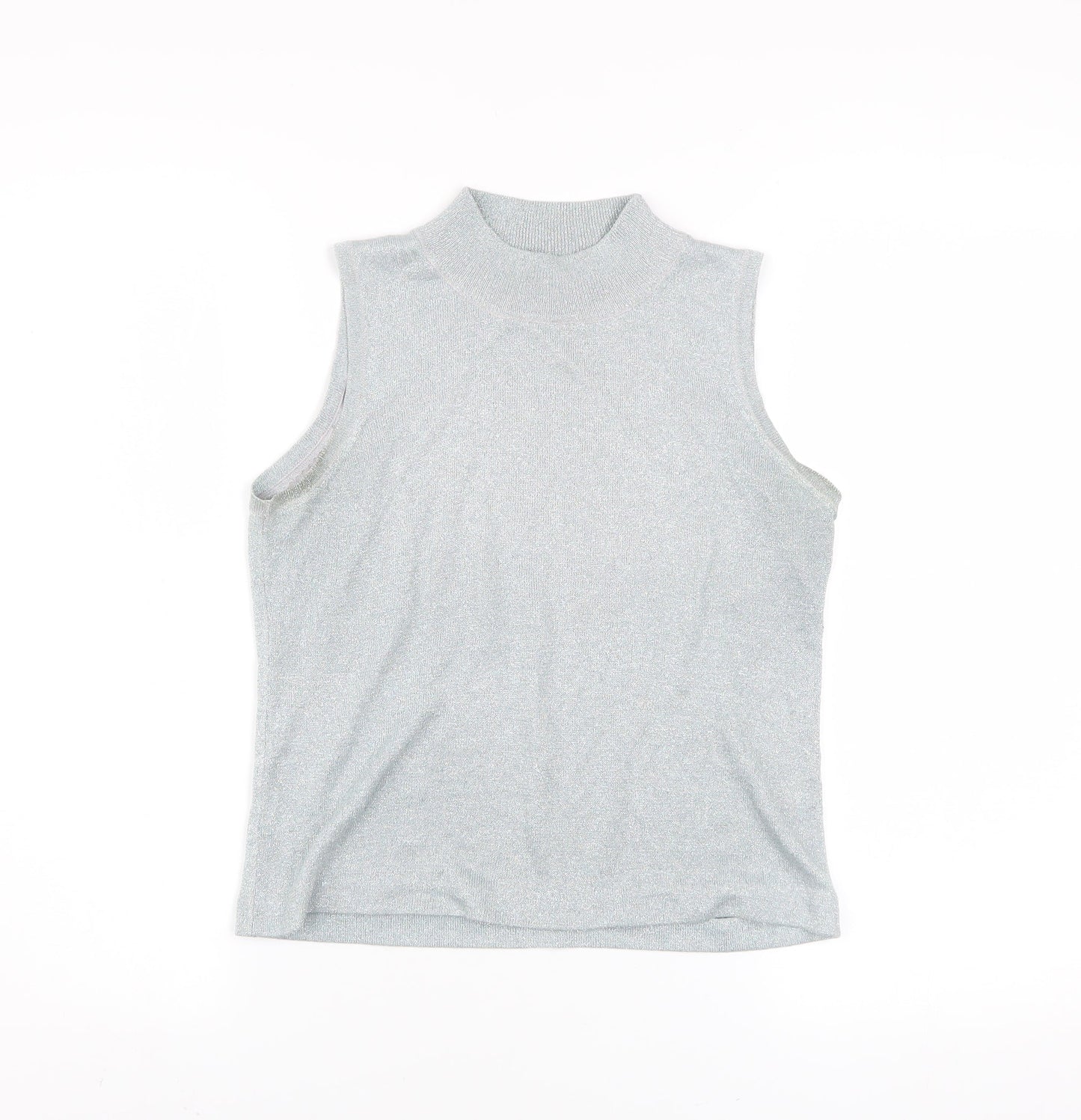 RAAM Original Women's Silver Sleeveless High Neck Knit Tank Top
