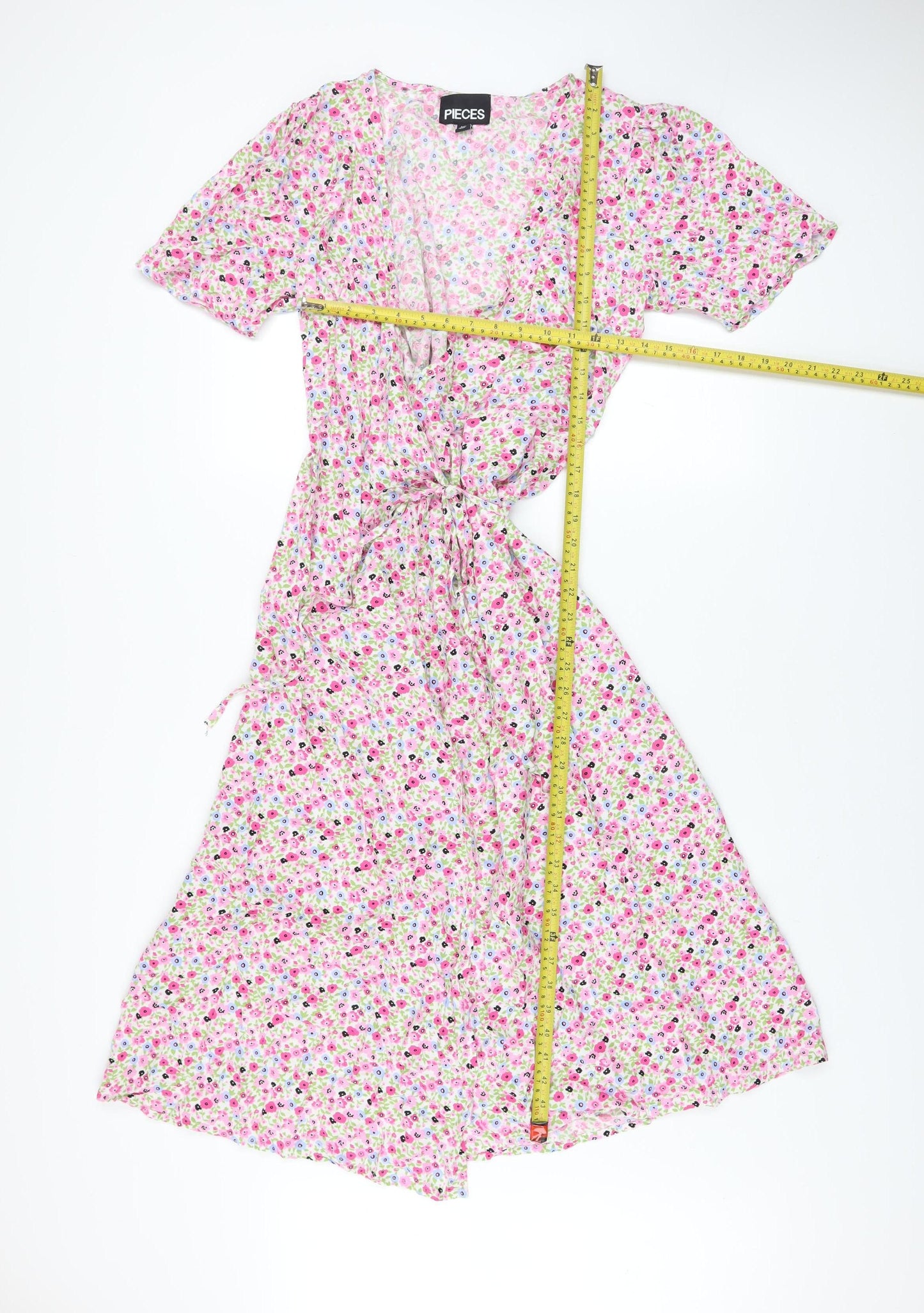 Pieces Women’s Multicoloured Floral Midi Wrap Dress M