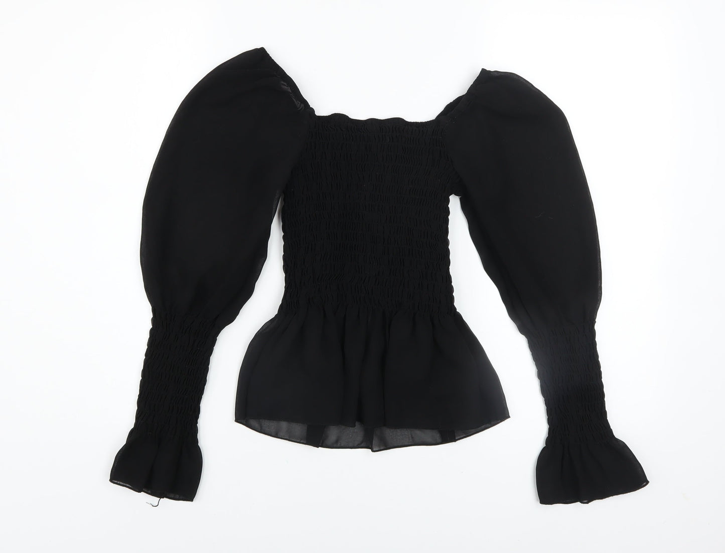Quiz Women's Black Puff Sleeve Chiffon Blouse Size 10