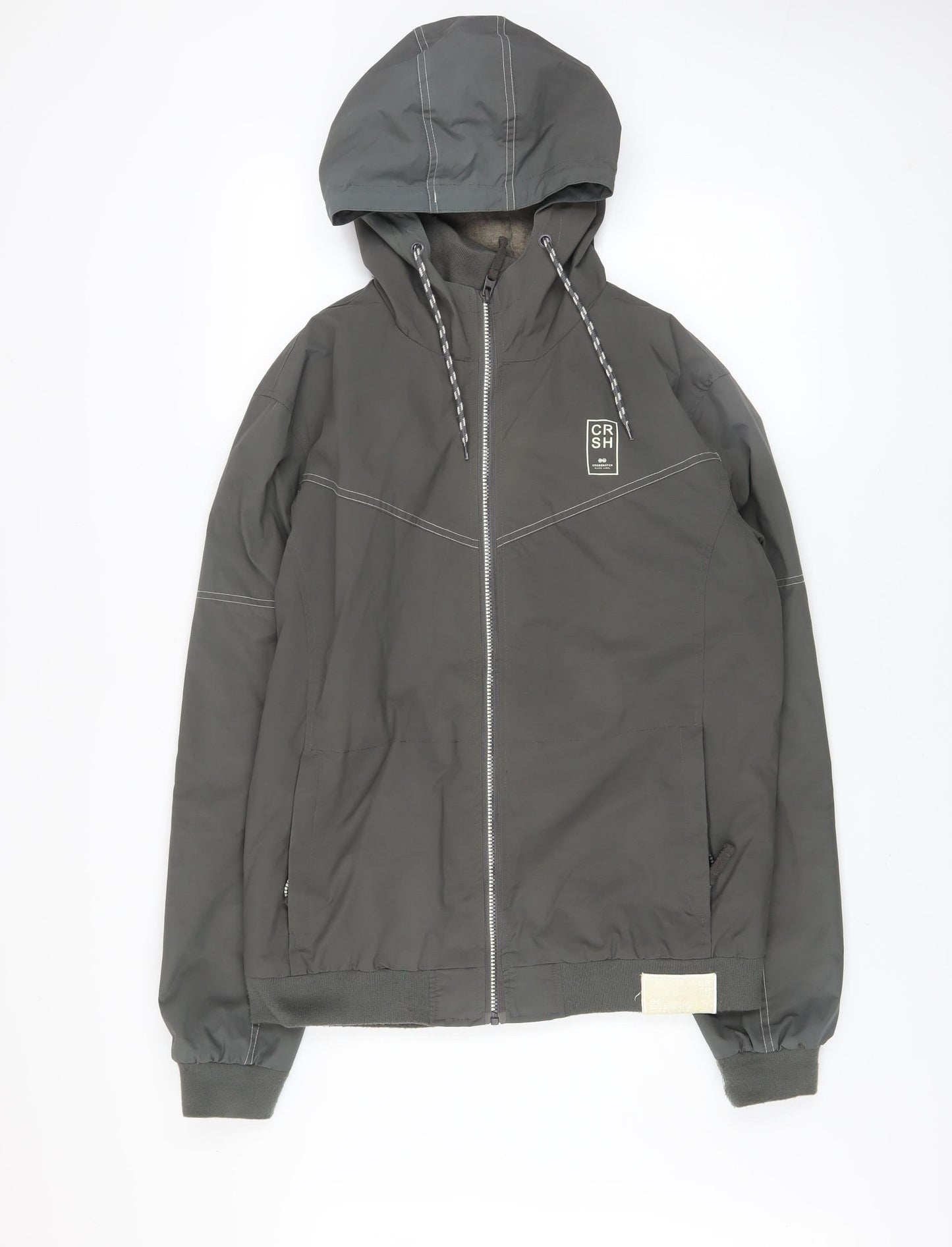 Crosshatch Mens Grey XL Hooded Windbreaker Jacket