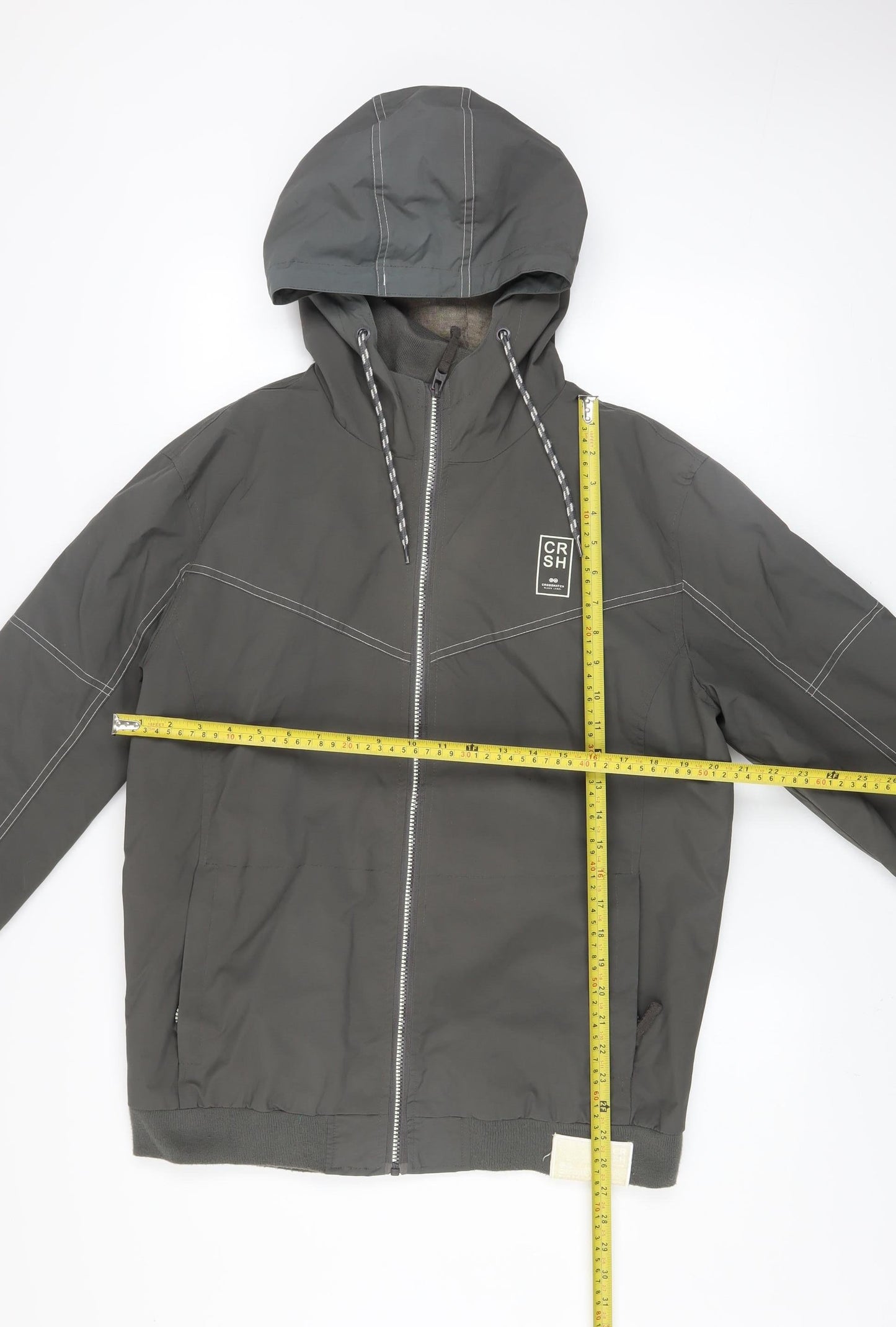 Crosshatch Mens Grey XL Hooded Windbreaker Jacket