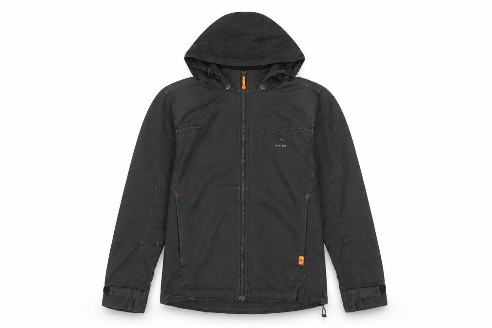 Kaikkialla Men's Black Hooded Parka Jacket Size 38 Regular Fit Outdoor