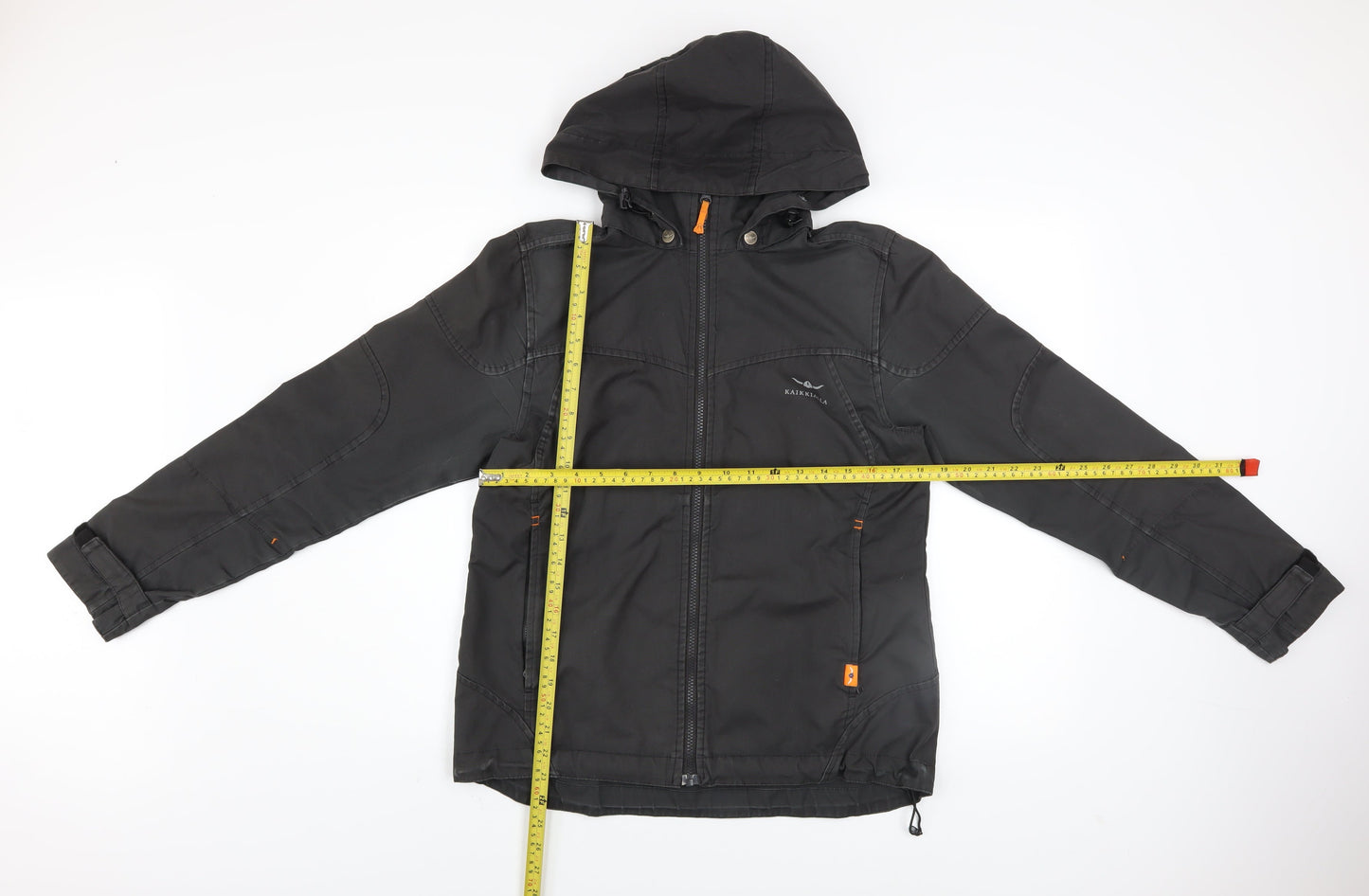 Kaikkialla Men's Black Hooded Parka Jacket Size 38 Regular Fit Outdoor
