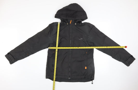 Kaikkialla Men's Black Hooded Parka Jacket Size 38 Regular Fit Outdoor