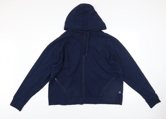 Marks and Spencer Women's Blue Hooded Track Jacket Size 22