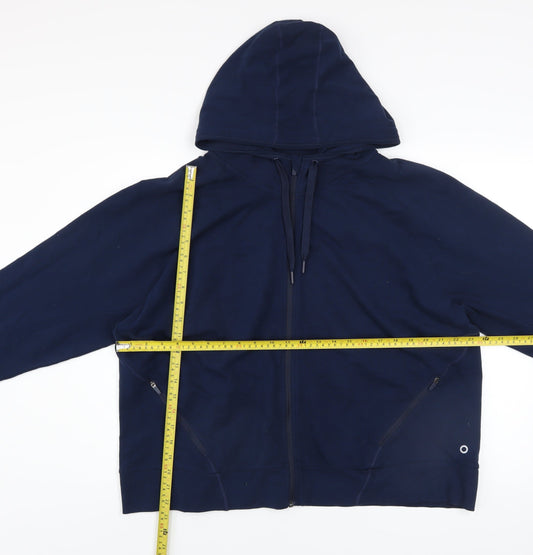 Marks and Spencer Women's Blue Hooded Track Jacket Size 22